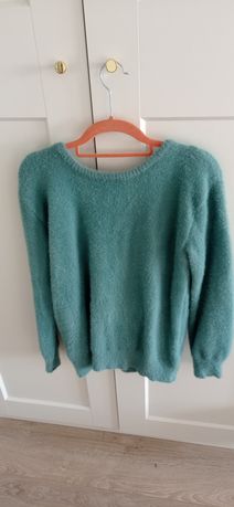 turkusowy sweter z alpaki M-L