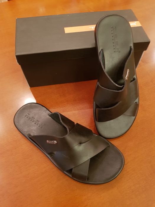 Шлёпанцы кожаные мужские (стелька 27,5 см)