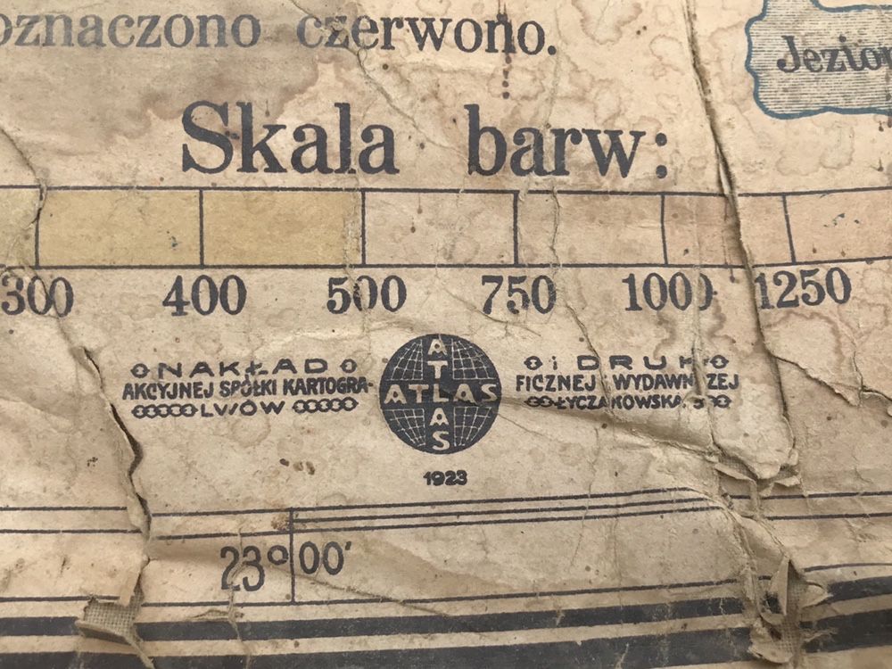 Мапа, карта Воєводства Станіславського 1923р. (Польська, Антикваріат)