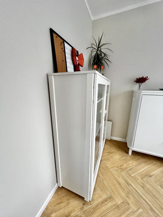 Biała witryna przeszklona komoda ze szkłem