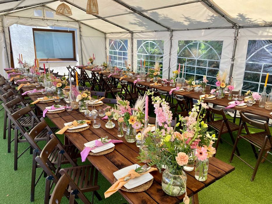 Wypożyczalnia | Wynajem namiotów | Parkiety | Stoły | Ławki | Krzesła