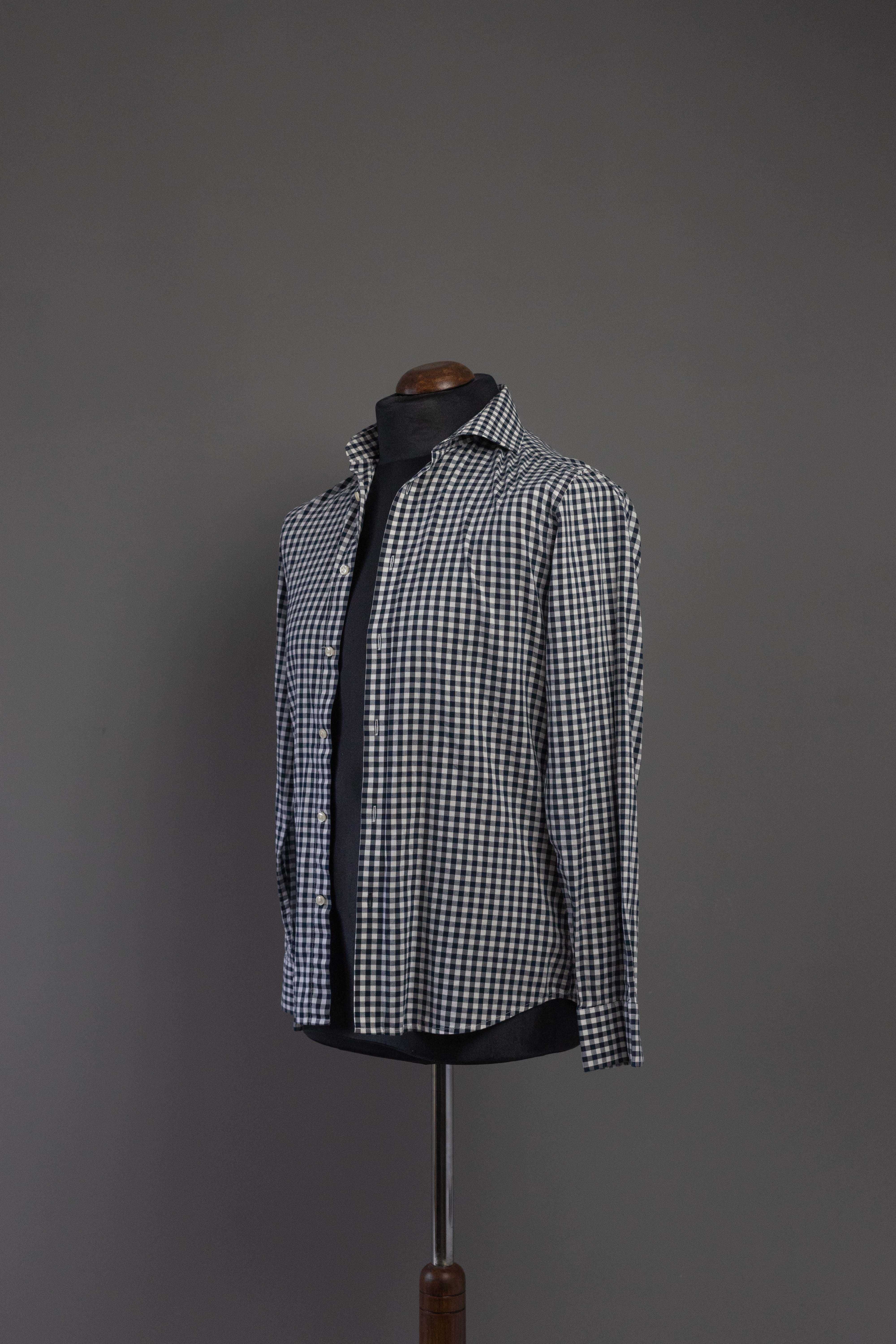 Granatowa koszula Jack & Jones, Krata Gingham, Rozmiar S, 100% Bawełna