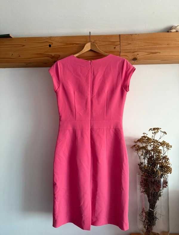 Sukienka różowa przed kolano do pracy do biura elegancka wiosenna 40/L