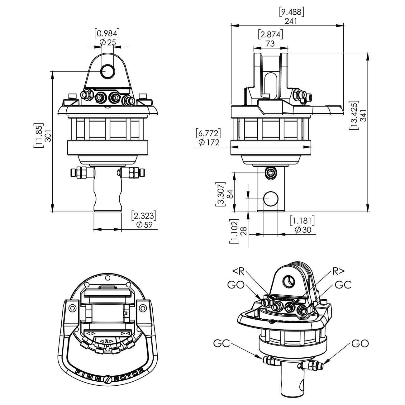 Ротатор гідравлічний валовий Finn-Rotor 70400 CR 400-W25A30 (4 тонни)