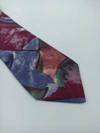 Paolo Da Ponte bordowy kolorowy jedwabny krawat pa10