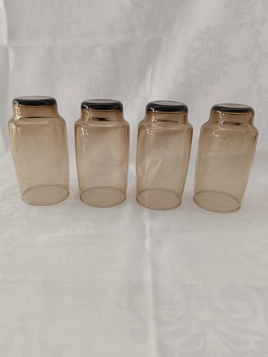 Szklanki PRL vintage dymione -  komplet 4 szt