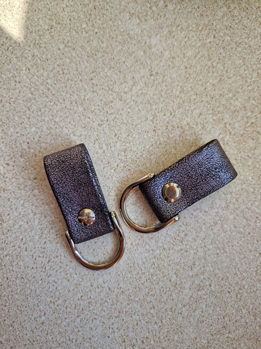 CZARNE/ srebrny błysk Nowe zaczepy eco + srebrne okucia do obag moon