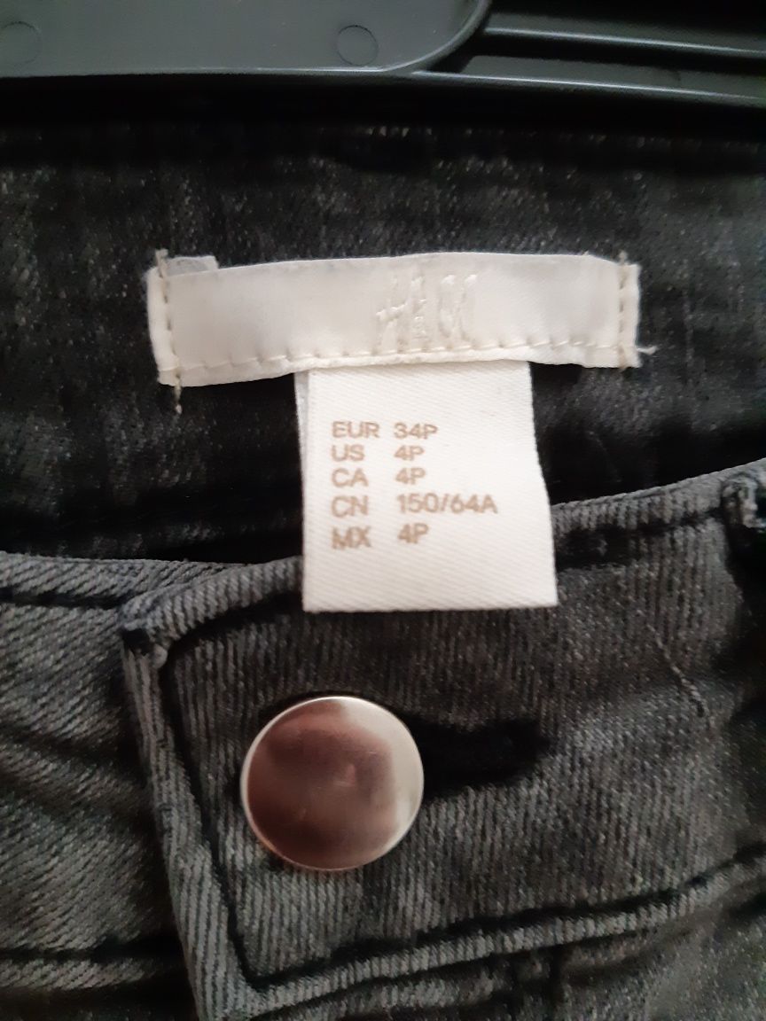 Jeansy szare XS Petite H&M 158 wysoki stan