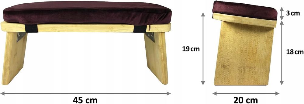 Składana ławka do medytacji z wyściełanym siedziskiem – poduszka