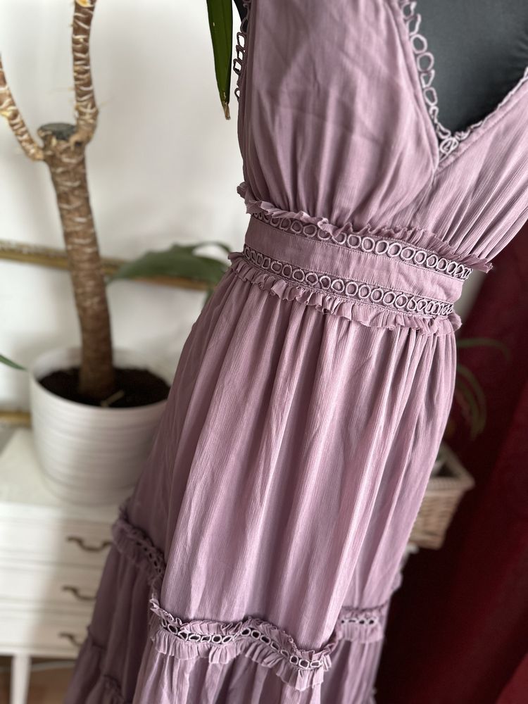szyfonowa sukienka midi midaxi 3 xl 46 44 xxl asos luxe wrzosowa
