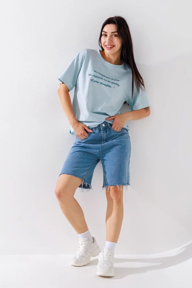 Шорты однотонные женские  2XL Голубой