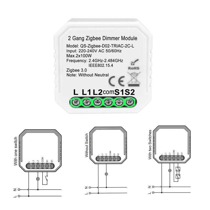 Domotica 1/2 Gang dimmer zigbee - Tuya