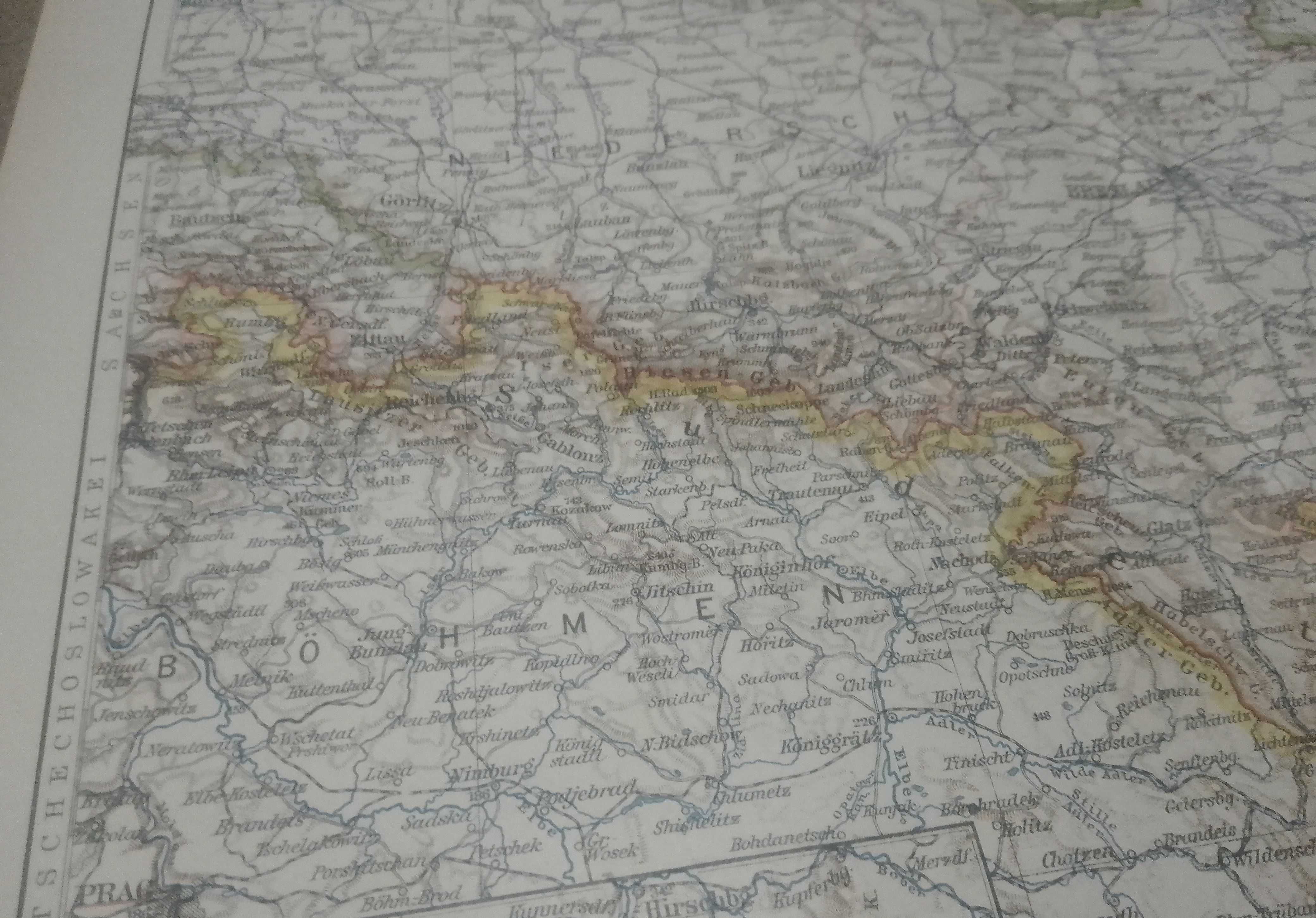 1926 r. Oryginalna mapa  Śląska, Opole, Katowice, Wrocław do aranżacji