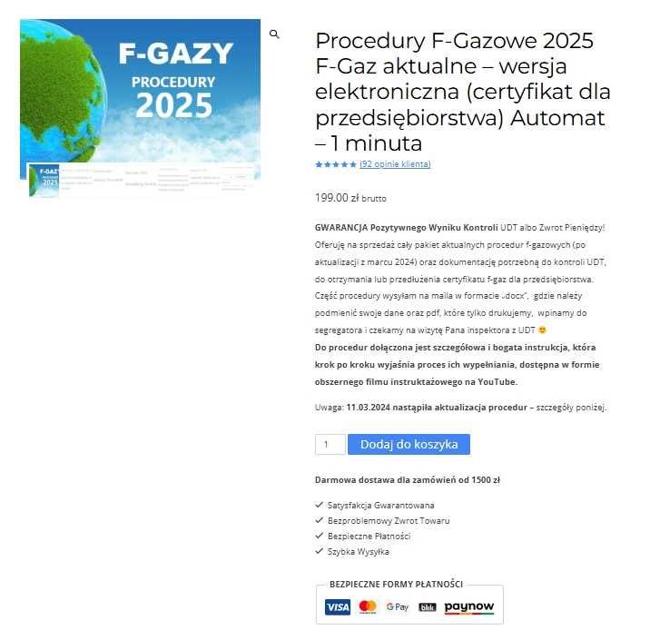 Procedury Fgaz F-Gaz 2025 pod kontrolę UDT - Automat 1 Minuta