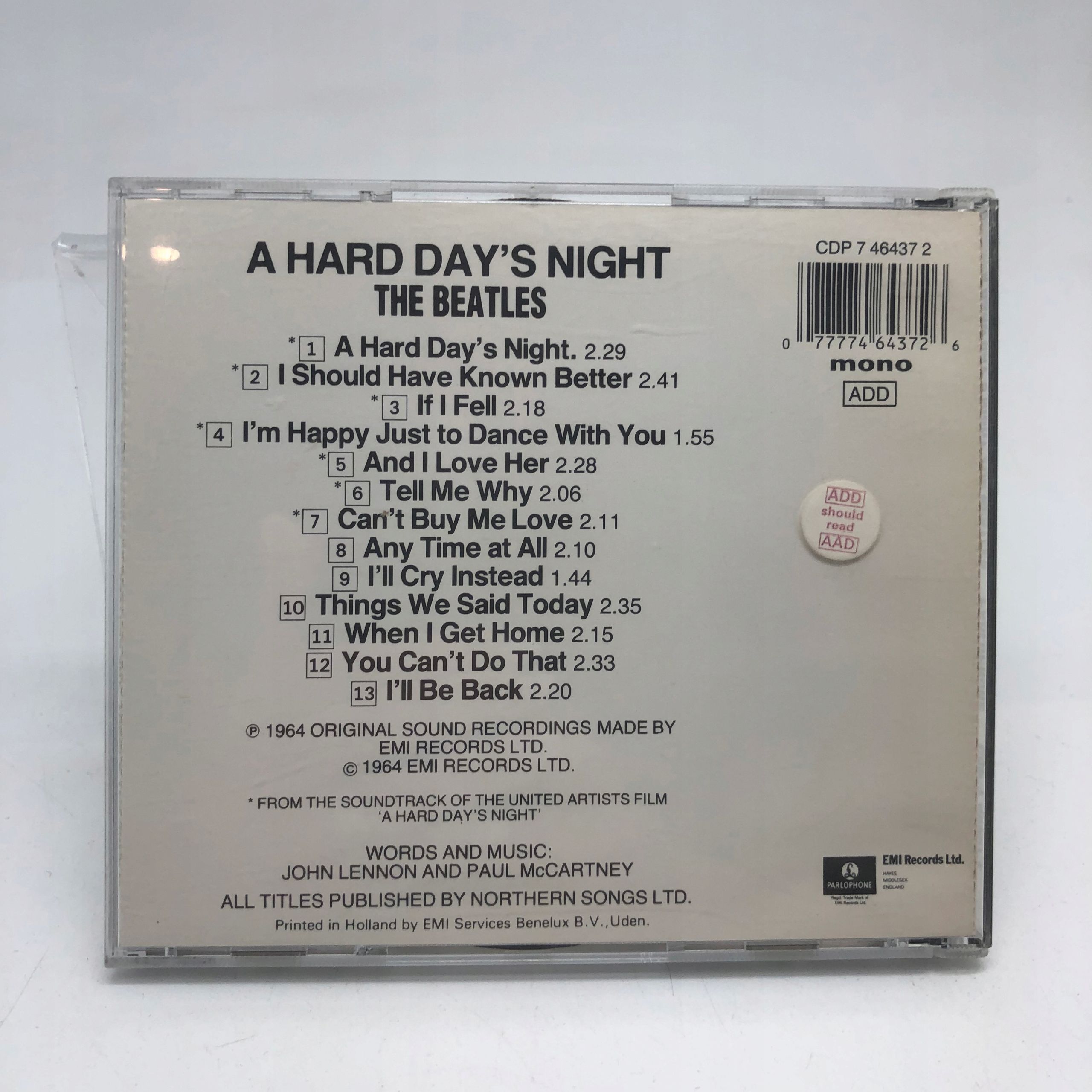 cd - the beatles - a hard day's night
