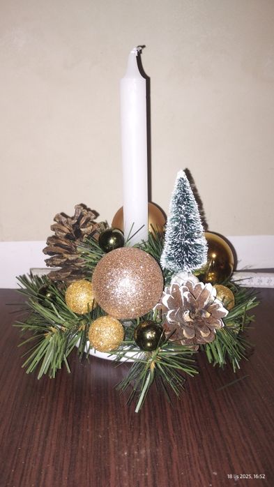 Stroiki bożonarodzeniowy okrągły na stół zloto ciemna zieleń