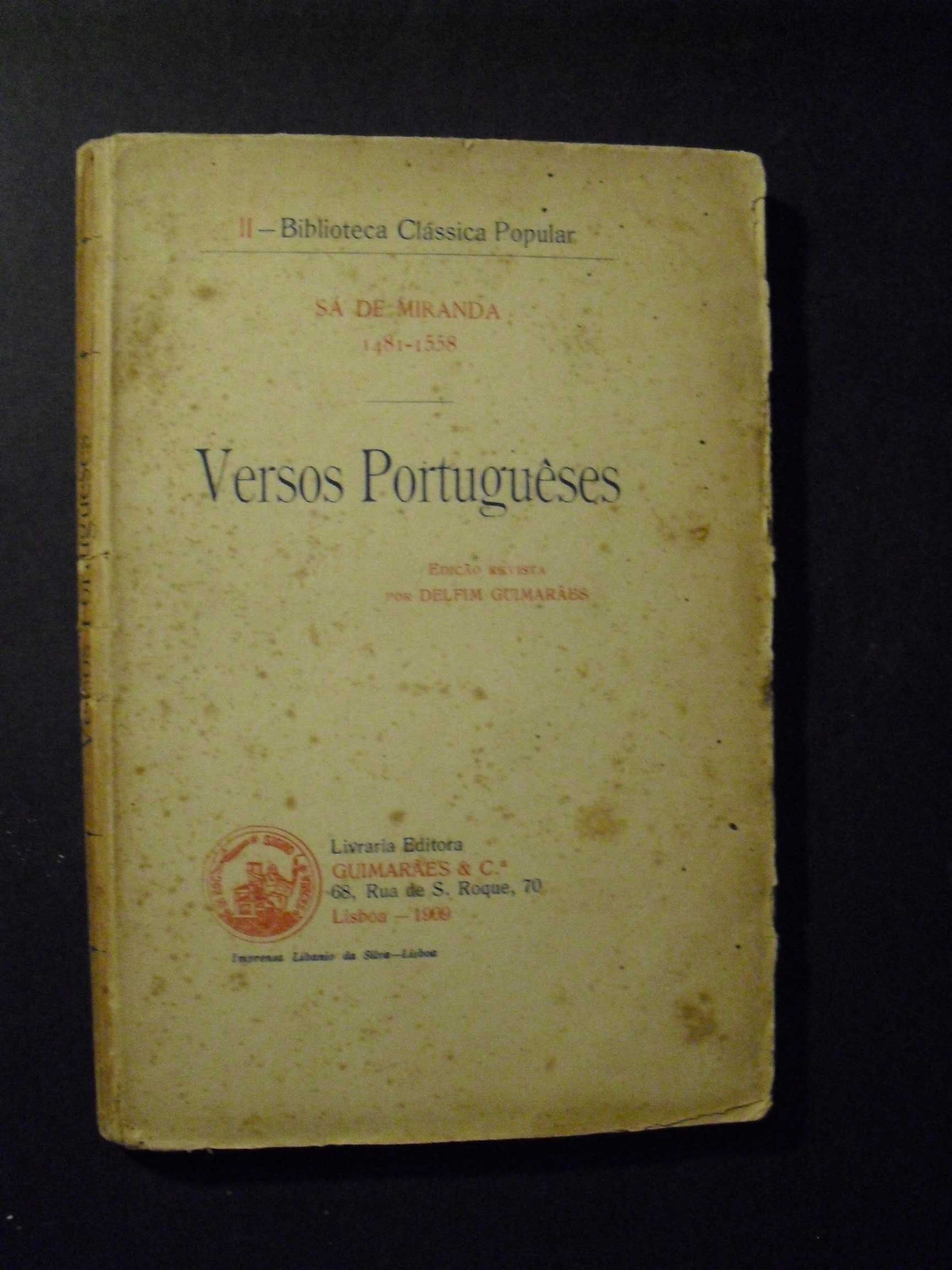 SÁ DE MIRANDA-VERSOS PORTUGUESES,REVISTO POR DELFIM GUIMARÃES