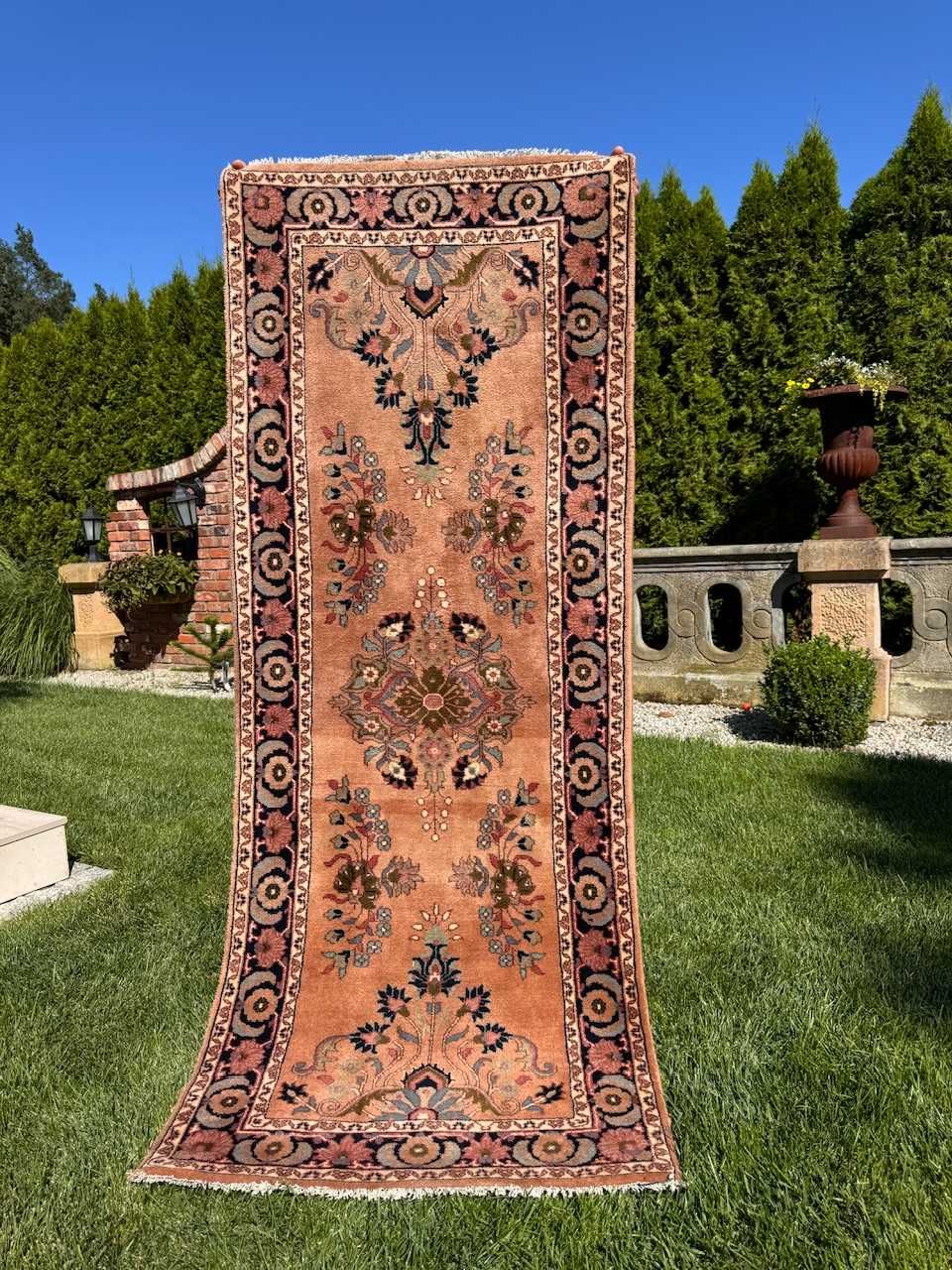 Dywan kaszmirowy perski r. tkany Indo Keshan 220x83 sklep 4 tys
