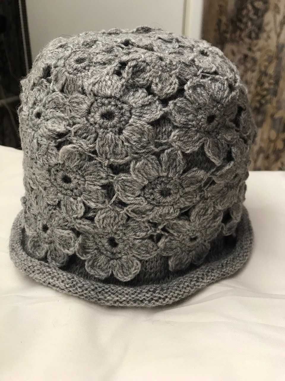 Тепла в’язана шапка/ірландське мереживо/натуральна шерсть HandMade UA