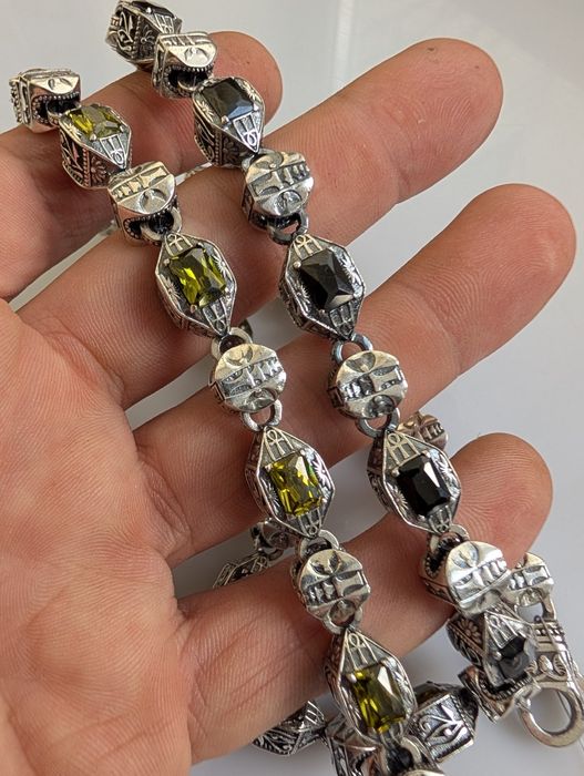 Срібний чоловічий 170г ланцюжок мужская серебряная цепочка 925 камнями