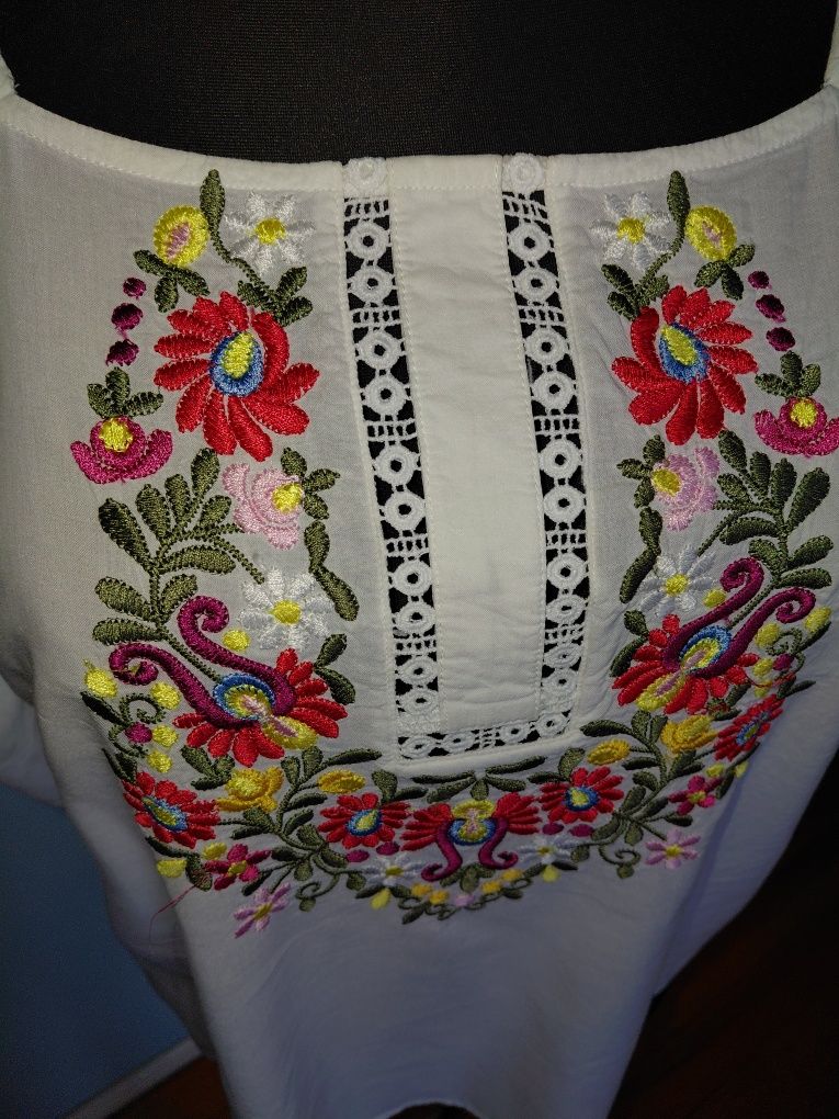 Śliczna bluzeczka folk boho bawełna z haftem MONSOON r. M/L