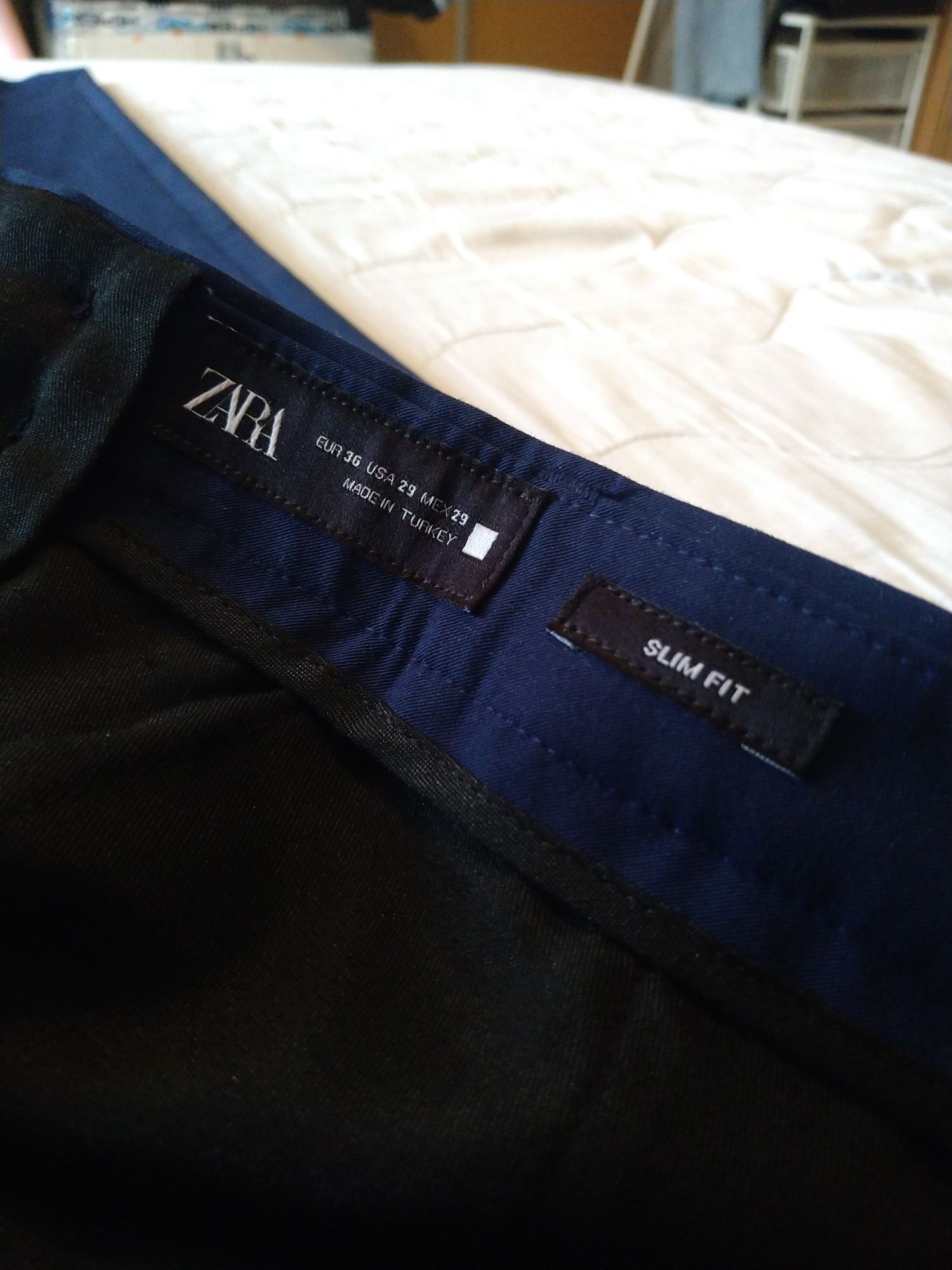 Calças de Fato Azul marinho Zara Homem