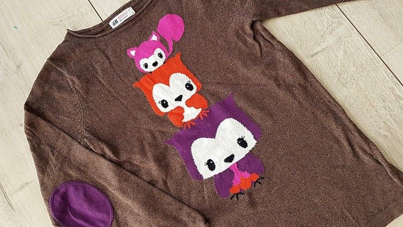 H&M sweterek ze zwierzątkami 6-8Y