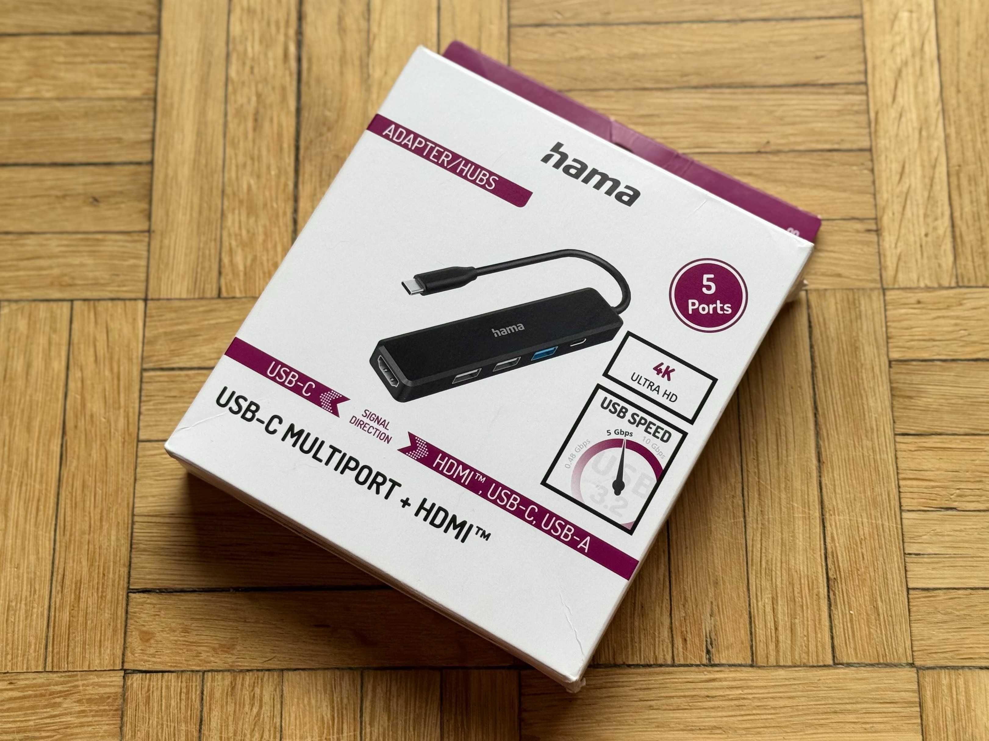 Nowy hub Hama Multiport USB-C 5w1 HDMI 3x USB-A USB-C FV Bydgoszcz