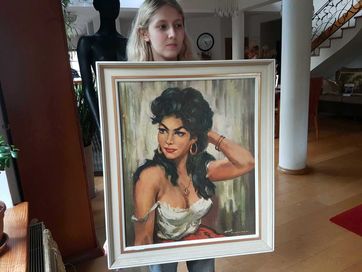 Obraz reprodukcja Portret Kobiety Brunetki ILONA w ramie 61x71cm