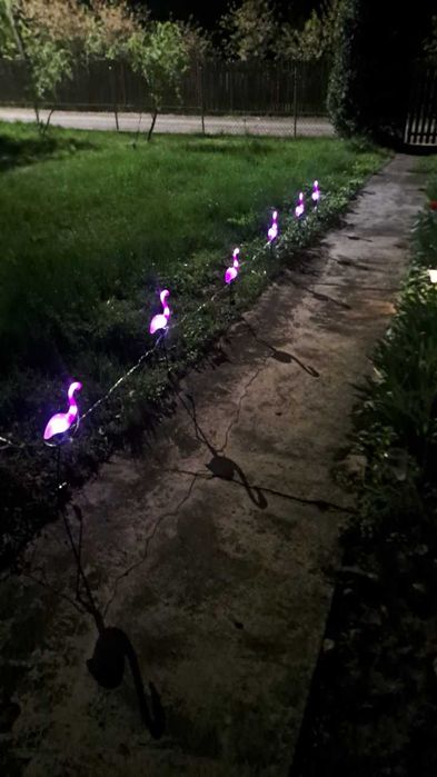 Flamingi Solarne Lampki Ogrodowe LED Zestaw 3 szt. Wbijane Różowe
