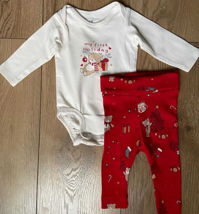 Komplet świąteczny, zestaw świąteczny body i legginsy HM