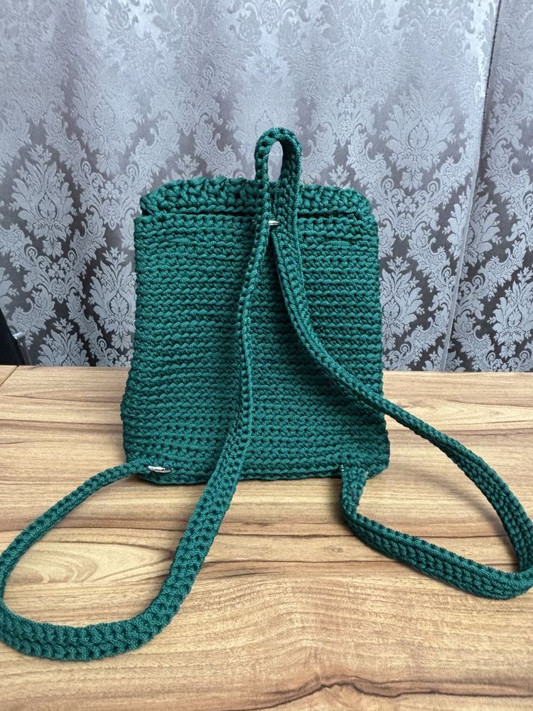 plecak ze sznurka handmade zielony