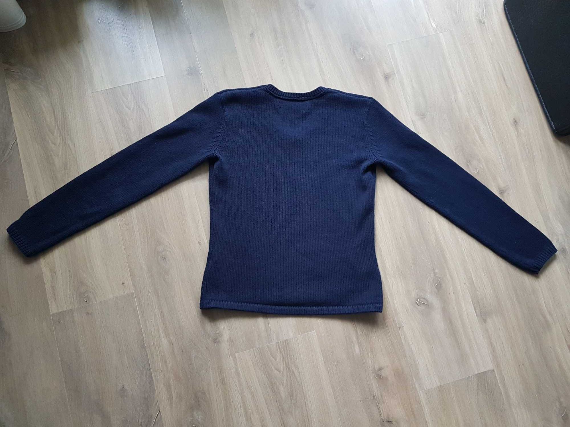 TOMMY HILFIGER granatowy sweter w serek roz. S 100% bawełna