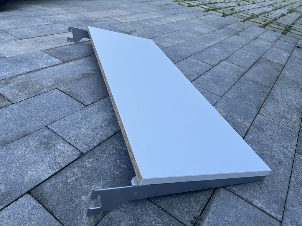 Półki-płyty białe meblowe ze wspornikami 89x33cm