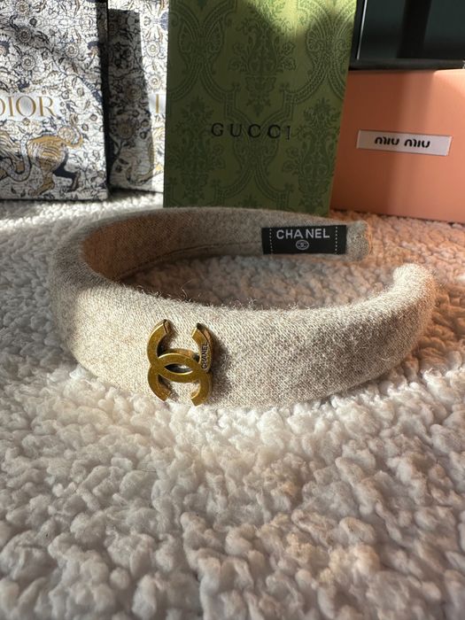 Opaska na głowę Chanel nowa złote Logo