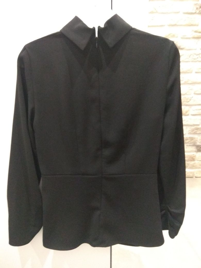 Czarna bluzka z długim rękawem Zara 34/Xs