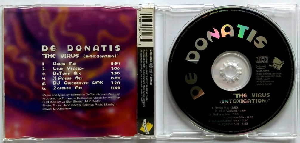Maxi CD De Donatis The Virus 1995r
