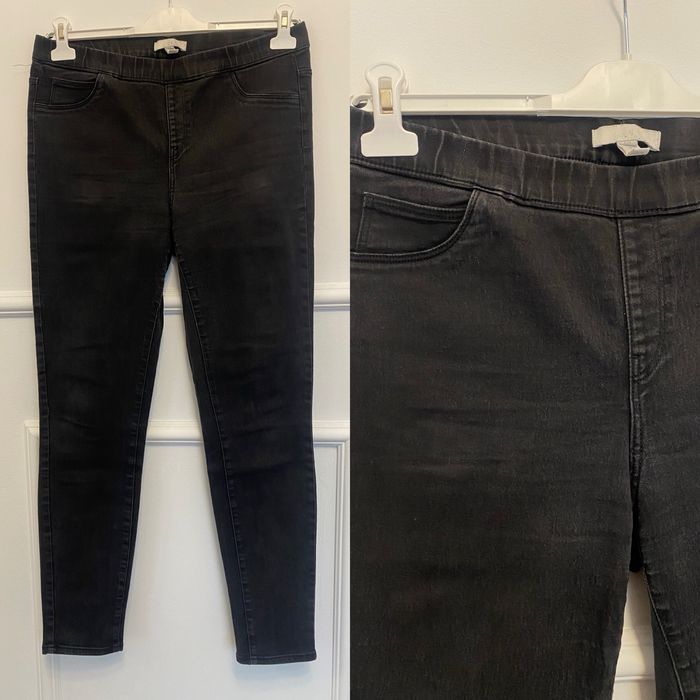 Spodnie tregginsy 44 XL H&M czarne jeansy 2 sztuki