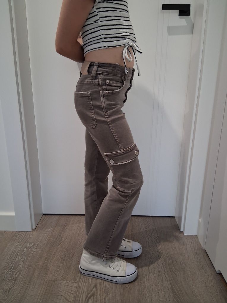 Zara szare spodnie jeansowe dziewczęce r. 134