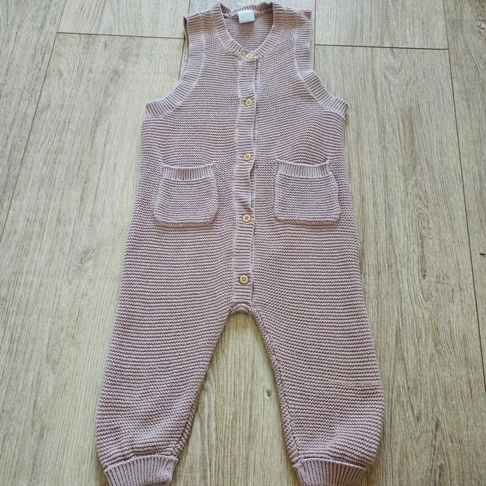 H&M rampers ogrodniczki kombinezon dzianina brudny róż r. 80/86