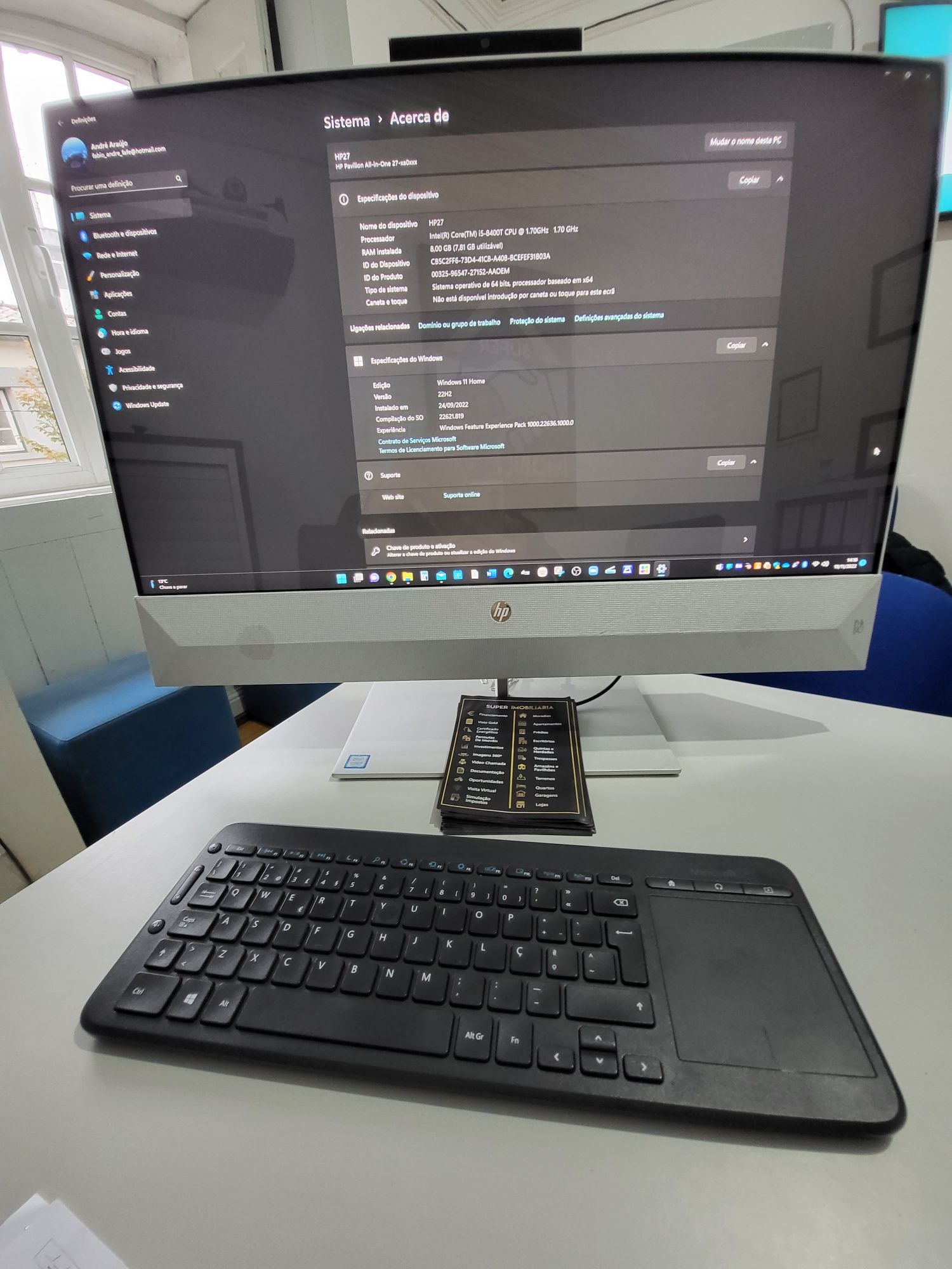 Hp 27 All in One + i5 + 24gb ram + webcam ultra wide + colunas B&O
