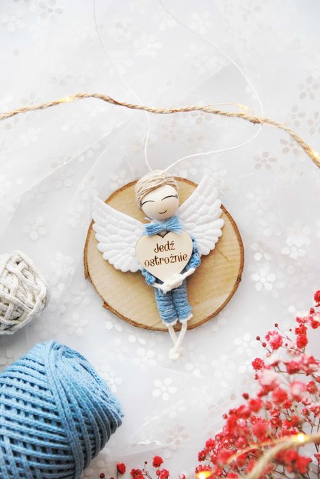 Zawieszka do samochodu Aniołek - Jedź ostrożnie - chłopiec | Do auta