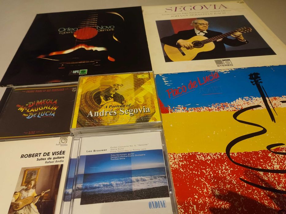 3 Vinis e 4 CDs com mestres da Guitarra: Segovia, Lucia, Gismonti etc