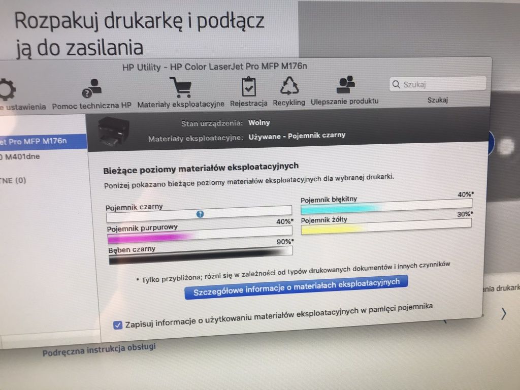 Kolorowa drukarka laserowa HP Color LaserJet Pro MFP M176n