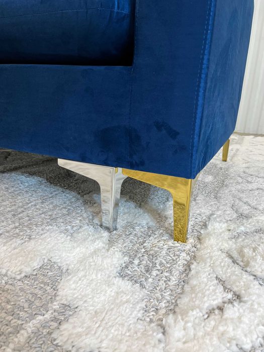 Sofa Kanapa welurowa Glamour Chabrowa Ciemny niebieski NOWA WYPRZEDAŻ!
