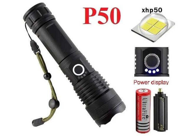 Мощный тактический фонарь Police X71 HP50, ЗУ microUSB