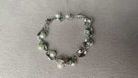 Srebrna bransoletka z ala perłami długość 20cm, waga 10,90 gram