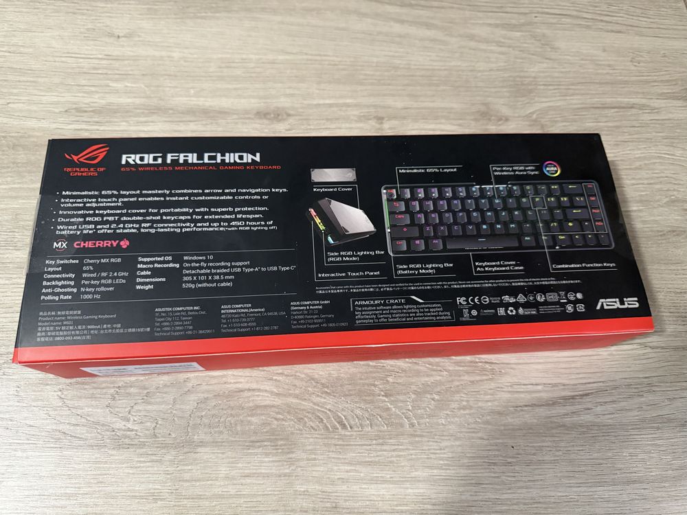 Беспроводная клавиатура с сенсорной кнопкой ASUS ROG FALCHION MX RED