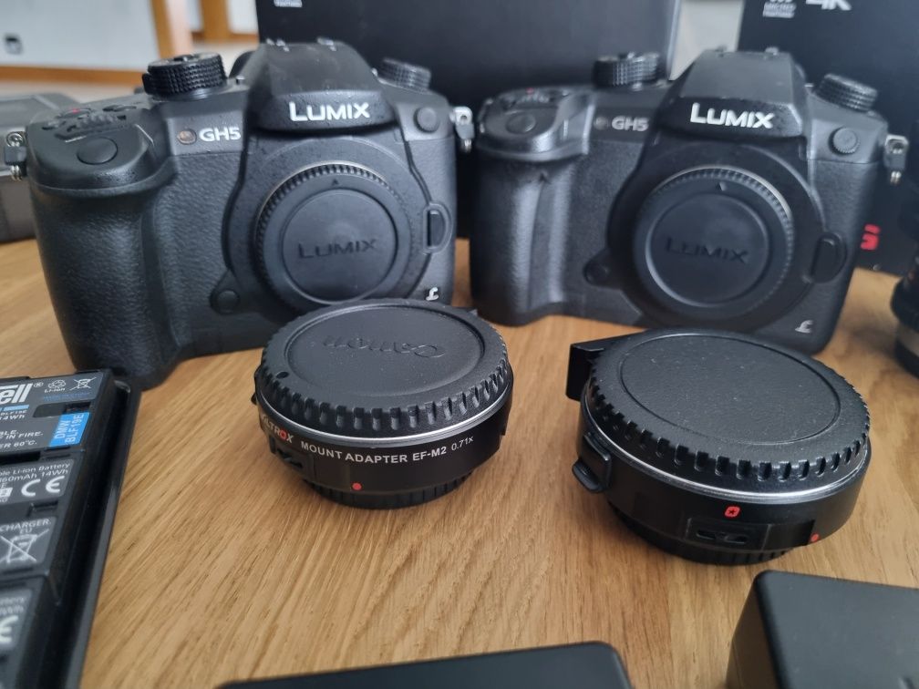 2x GH5 + 2x Viltrox ef-m2 Samyang 12mm, Lumix 25mm 1.7 ZESTAW