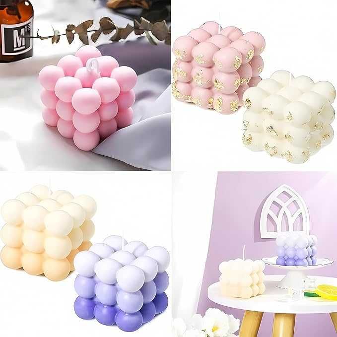 Silikonowa forma do produkcji świec odlew sześcian bubble 6x6cm